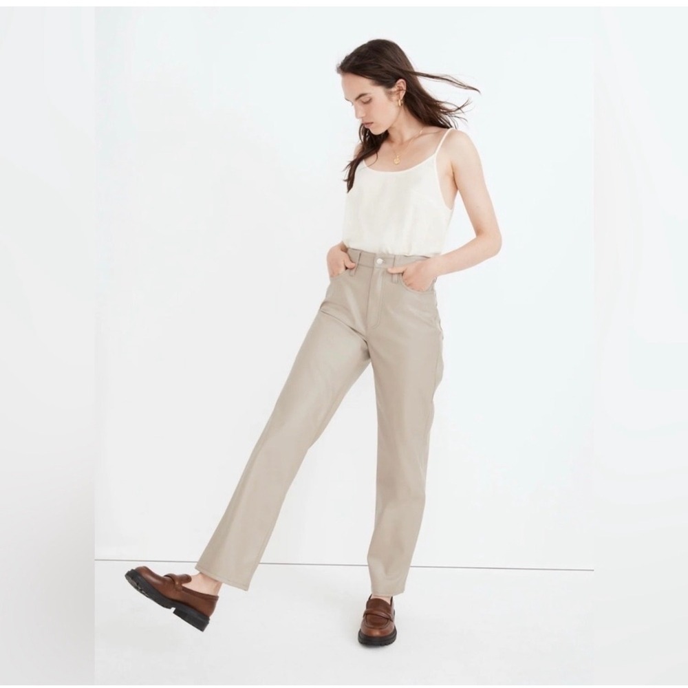 Madewell The Perfect Vintage Straight Jean Faux Leather Taupe 30